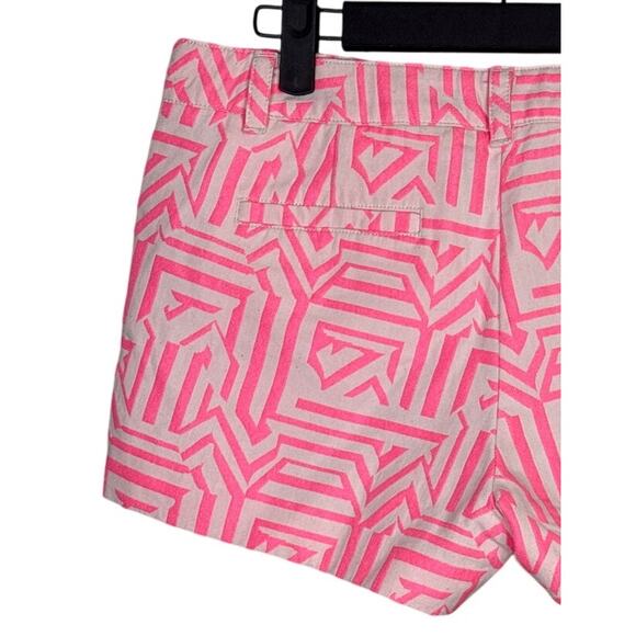 J.Crew Chino Tiki Stretch Shorts Mid Waisted Shorts 2 Neon Azalea Pink White - Picture 8 of 15